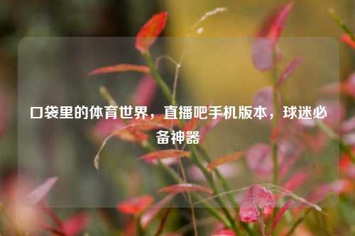 口袋里的体育世界,直播吧手机版本,球迷必备神器
