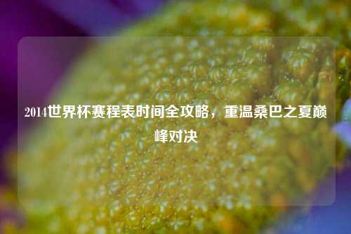 2014世界杯赛程表时间全攻略,重温桑巴之夏巅峰对决