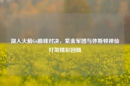 湖人火箭G6巅峰对决,紫金军团与休斯顿神仙打架精彩回顾
