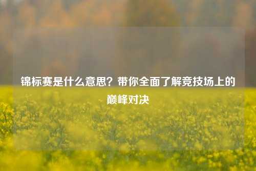 锦标赛是什么意思？带你全面了解竞技场上的巅峰对决