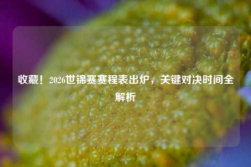 收藏!2026世锦赛赛程表出炉,关键对决时间全解析