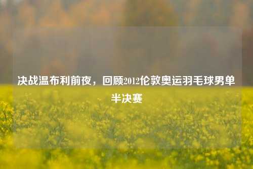 决战温布利前夜,回顾2012伦敦奥运羽毛球男单半决赛