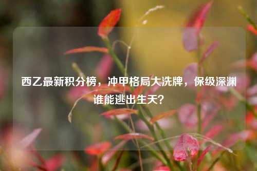 西乙最新积分榜,冲甲格局大洗牌,保级深渊谁能逃出生天?