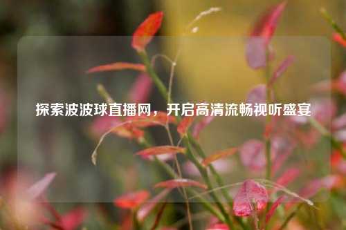 探索波波球直播网，开启高清流畅视听盛宴