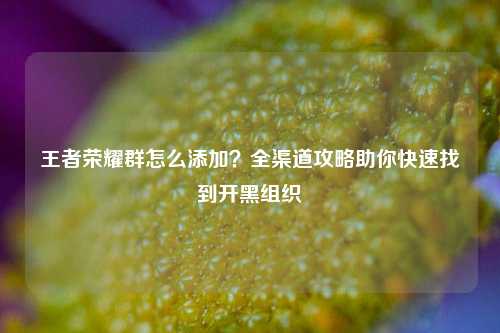 王者荣耀群怎么添加?全渠道攻略助你快速找到开黑组织