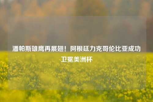 潘帕斯雄鹰再展翅!阿根廷力克哥伦比亚成功卫冕美洲杯