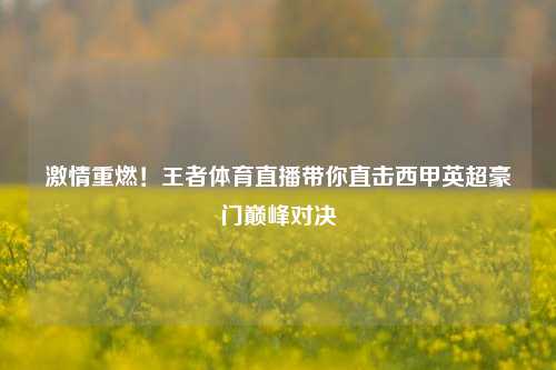 激情重燃！王者体育直播带你直击西甲英超豪门巅峰对决