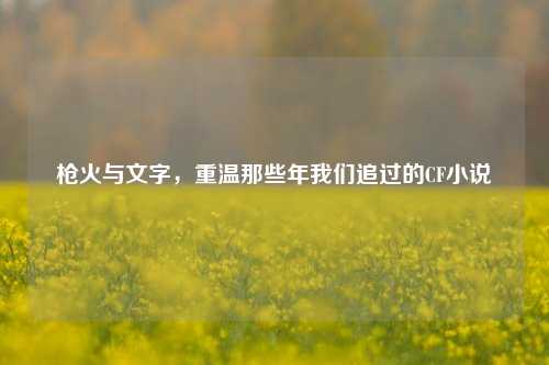枪火与文字,重温那些年我们追过的CF小说