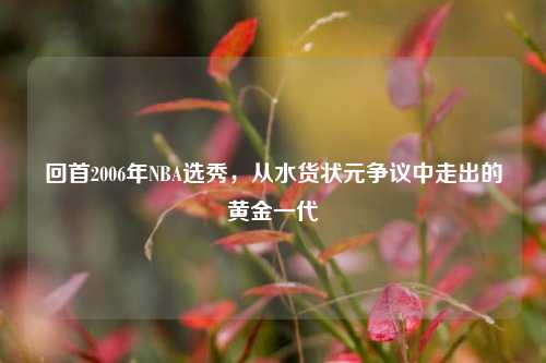回首2006年NBA选秀,从水货状元争议中走出的黄金一代