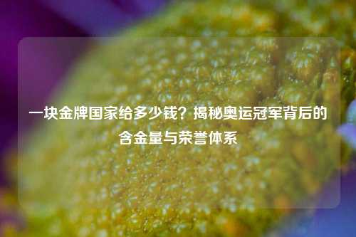 一块金牌国家给多少钱?揭秘奥运冠军背后的含金量与荣誉体系